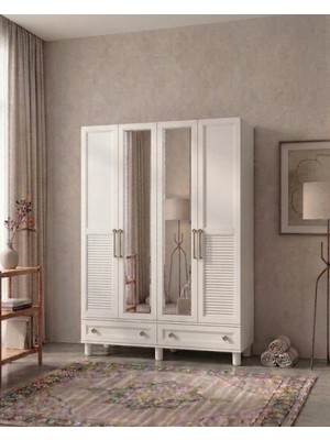 Ozmira Home Levisa 4 Kapılı Aynalı Mdf Gardırop