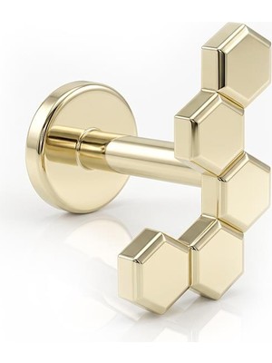 Fiyonk Kuyumculuk 14 Ayar Altın Petek Desenli Piercing