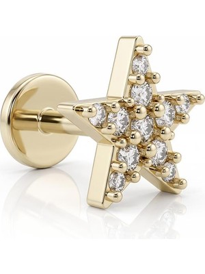 Fiyonk Kuyumculuk 14 Ayar Altın Işıltılı Yıldız Piercing