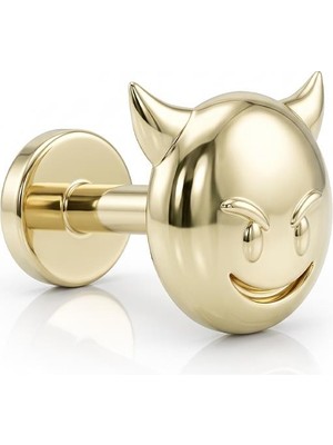 Fiyonk Kuyumculuk 14 Ayar Altın Devil Emoji Piercing