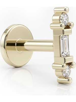 Fiyonk Kuyumculuk 14 Ayar Altın Slim Emerald Taşlı Piercing