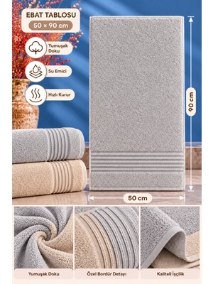 Softtowel 2'li El Yüz Havlu Seti 50X90 cm %100 Pamuk Desenli Çeyizlik Yumuşak Dokulu Yüksek Su Emici Hızlı Kuruyan