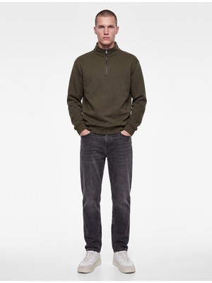 Koton Uzun Kollu Üç Iplik Şardonlu Yarım Fermuarlı Sweatshirt