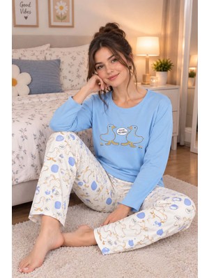 Belirtilmemiş Pamuklu Interlok Kadın Pijama Takımı