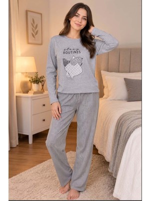 Belirtilmemiş Pamuklu Interlok Kadın Pijama Takımı