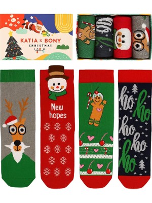 Katia & Bony Unisex 4'lü Paket Yılbaşı Kutulu Soket Çorap 39-42, 22201W3038