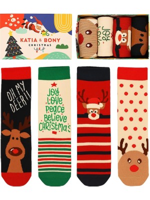 Katia & Bony Unisex 4'lü Paket Yılbaşı Kutulu Soket Çorap 39-42, 22201W3037