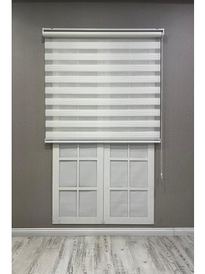 Ayizi Kitap Zebra Stor Perde Dar Plise Güneşlik Perde, Beyaz, 160 x 200