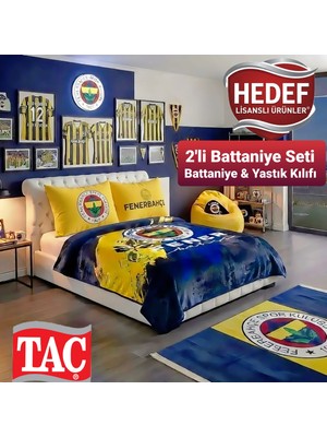 Battaniye Seti 2'li Taç Lisanslı Fenerbahçe Fanatik Yeni Sezon Battaniye + Yastık Kılıfı Tek Kişilik