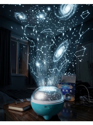 Astraltech Bluetooth Hoparlörlü Yıldız Projeksiyon Gece Lambası Uzaktan Kumandalı ve Döner Işık Efektli