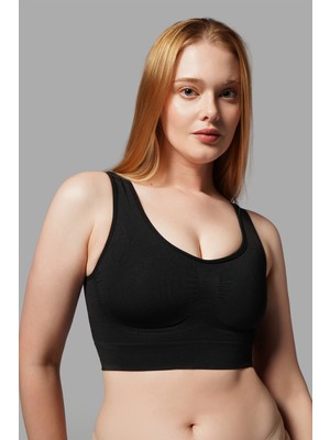 Norcia Sports Toparlayan Incelten Kalın Askılı Pedsiz Büstiyer Korsesi Seamless 5050 Siyah
