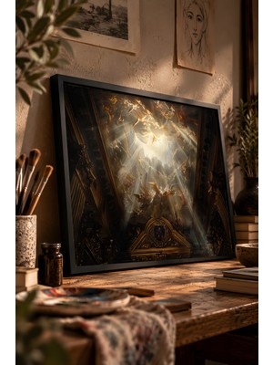 Painted Anarchy Barok Dini Ikonografi Kompozisyonu Siyah Çerçeveli Tablo - Barok Duvar Dekoru