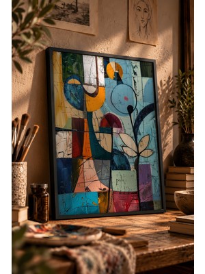 Painted Anarchy Soyut Doğa Motifleri Siyah Çerçeveli Tablo - Dadaizm Duvar Dekoru