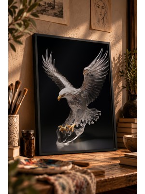 Painted Anarchy Kartal Kanat Detayı Siyah Çerçeveli Tablo - Realist Duvar Dekoru
