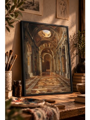Painted Anarchy Klasik Mimari Cephe Görünümü Siyah Çerçeveli Tablo - Klasik Duvar Dekoru