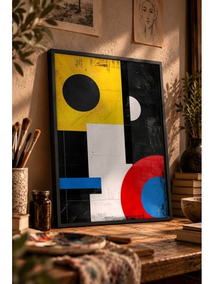 Painted Anarchy Modern Geometrik Soyutleme Siyah Çerçeveli Tablo - Süprematist Duvar Dekoru