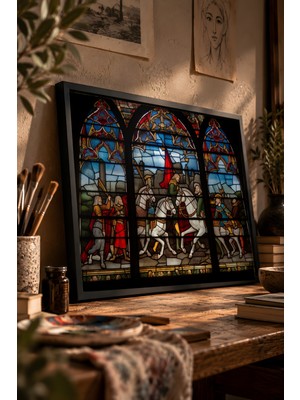 Painted Anarchy Katedral Turnuva Sahnesi Panosu Siyah Çerçeveli Tablo - Tarihî Duvar Dekoru