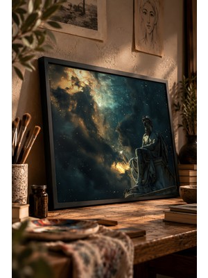 Painted Anarchy Gece Gökyüzü Kompozisyonu Siyah Çerçeveli Tablo - Rönesans Duvar Dekoru