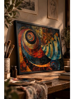 Painted Anarchy Gizemli Yükselen Merdivenler Siyah Çerçeveli Tablo - Metafizik Duvar Dekoru