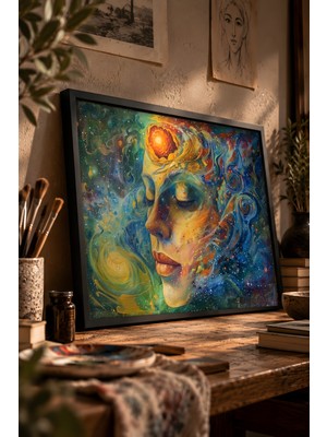 Painted Anarchy Yüzen Merkezsel Form Siyah Çerçeveli Tablo - Metafizik Duvar Dekoru