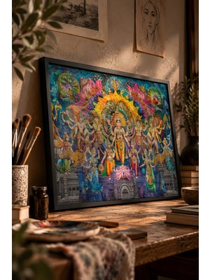 Painted Anarchy Mitolojik Anlatı Sahnesi Siyah Çerçeveli Tablo - Mitolojik Duvar Dekoru