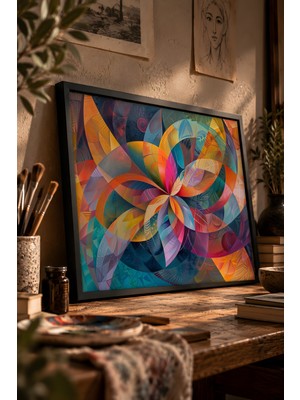 Painted Anarchy Enerjik Renk Katmanları Siyah Çerçeveli Tablo - Fovist Duvar Dekoru