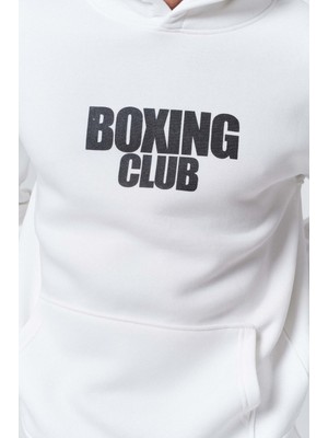 Hai Collection Haı Collectıon Boxing Club Baskılı Kapüşonlu Sweatshirt Siyah Unisex Oversize Hoodie
