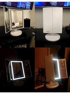 Odea 3 Panel Büyütmeli LED Işıklı Makyaj Aynası, Katlanabilir ve Dokunmatik