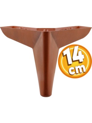 Odea BADEM10 Napoli Lüks Mobilya Kanepe Sehpa Puf Koltuk Ayağı 14 cm Kahverengi Ahşap Desenli Baza Ayak