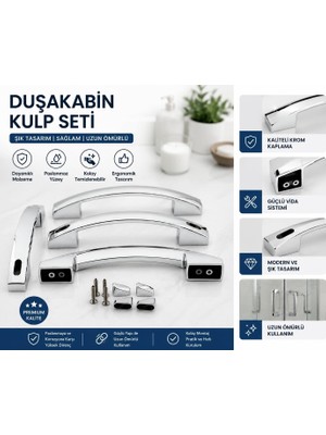 Royal Rain Store Plastik Gövdeli Duşakabin Siyah Ay Kulp Seti 14CM -16CM Lik