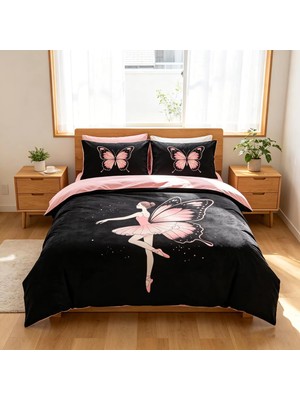 King Size Nevresim Takımı Kanatlı Kız Çocuk Nevresim Takımı Fermuarlı Yatak Seti Aldults Çocuklar Için Yumuşak Hipoalerjenik Mikrofiber Yorgan Kılıfı