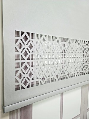 Stor Perde Desenli Lazer Kesim Kalın Kumaşlı ML104 100X200 Gri