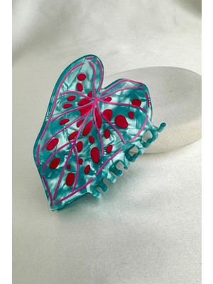 Modex Turkuaz Pembe Detay Kelebek Figürlü Mandal Toka (9cm)