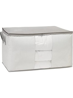 Velora Gri Çizgili Pvc Pencereli Mega Boy Hurç, 75X40X40 cm