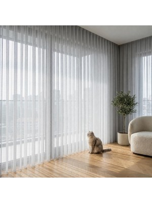 Pati Dostu Tül Perde, Siparişe Özel Dikim | Kedi ve Köpekli Evler Için Tırnağa Dayanıklı, Kendini Toparlayan | Salon ve Yatak Odası | Açık Gri, 100 x
