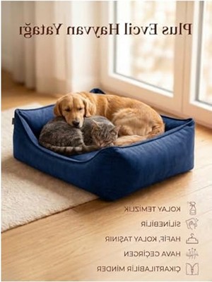 Velora Mavi Renkli Silinebilir Kedi ve Köpek Yatağı, 45X60 cm