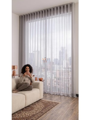 Woxstor Gümüş Tül Perde, Hazır Dikilmiş, 1x2,5 Orta Pileli, Salon Yatak Odası Mutfak Balkon (425GENIŞLIK x 200YÜKSEKLIK) Model1