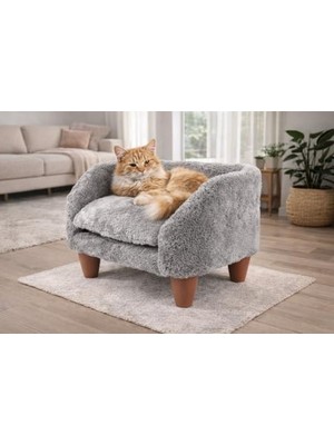 Velora Peluş Kedi Koltuğu, Lüks ve Rahat Yatak, Yıkanabilir Kılıf