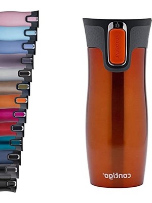 Velora Termos Bardak, 470 ml Kapasite, Turuncu Renk, Otomatik Kapatma