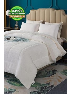 Velora Çift Kişilik 200X220 cm Yıkanabilir Ultra Yumuşak Beyaz Peluş Yorgan