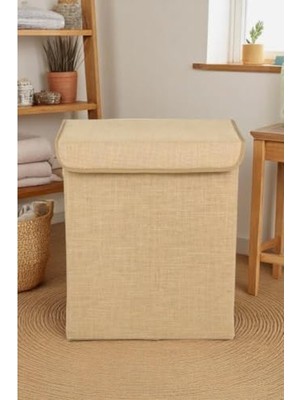Velora Kahverengi Jüt Kapaklı Kutu, 40X50 cm Ebatında Organizer