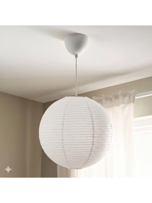 Velora 45 cm Beyaz El Yapımı Sarkıt Lamba Başlığı, 1.4 M Kablo
