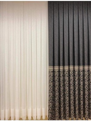Kare Desen 1/3 Sık Pileli Modern Tül Perde Apm, Beyaz, 250 x 280
