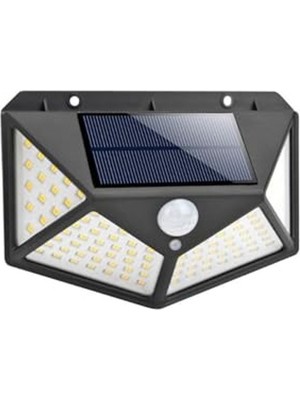 Velora Menfry 50W Solar Güneş Enerjili Duvar Aplik 100 Ledli Bahçe Aydınlatması Sensörlü Duvar Armatürü 1200 Lümen