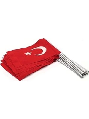 Velora 10 Adet Sopalı Kumaş Türk Bayrağı, 20 x 30 cm Ebatlarında