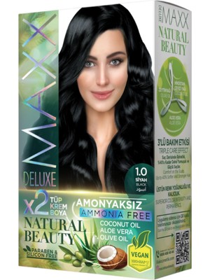 Velora Maxx Deluxe Natural Beauty Amonyaksız Set Saç Boyası 1.0 Siyah