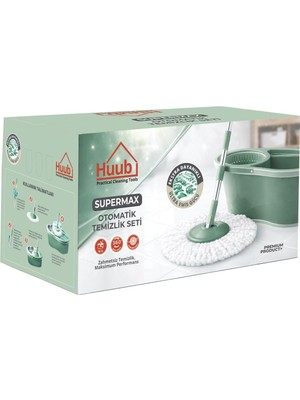 Velora Huub Supermax Otomatik Temizlik Seti, 360° Döner Başlık, Mikrofiber Paspas, Ekstra Dayanıklı, Ultra Emiş Gücü, Pedalsız