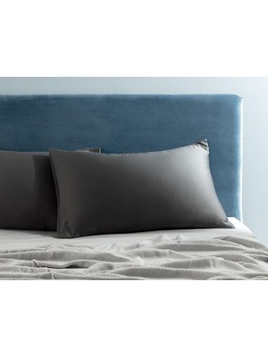Velora Madame Coco CIEL%100 Pamuk Saten 2'li Yastık Kılıfı, Koyu Gri, 50 x 70