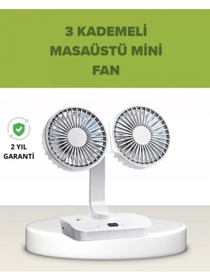 Nemere Ithalat Çift Kafalı Masaüstü ve Duvar Tipi Sessiz USB Şarjlı Fan