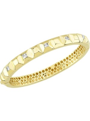 Yiğitbaşı Gold Assos Pırlanta Taşlı Altın Kelepçe Bilezik - 14K - 15.78GR